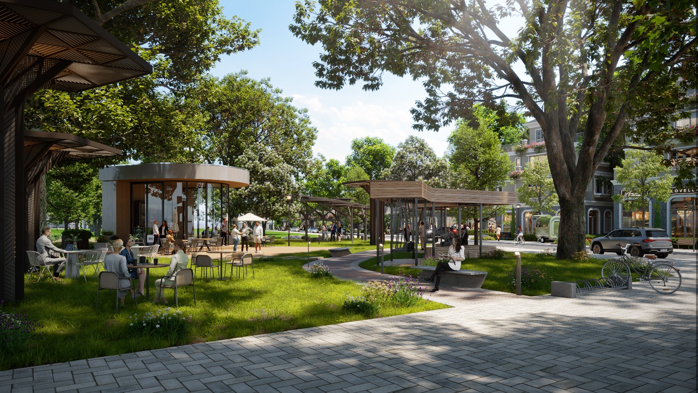A park with a group of people  Description automatically generated