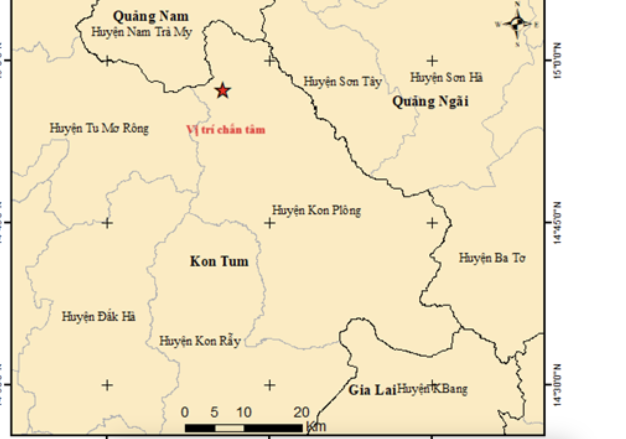 Kon Tum xảy ra 3 trận động đất trong v&ograve;ng một tiếng- Ảnh 1.