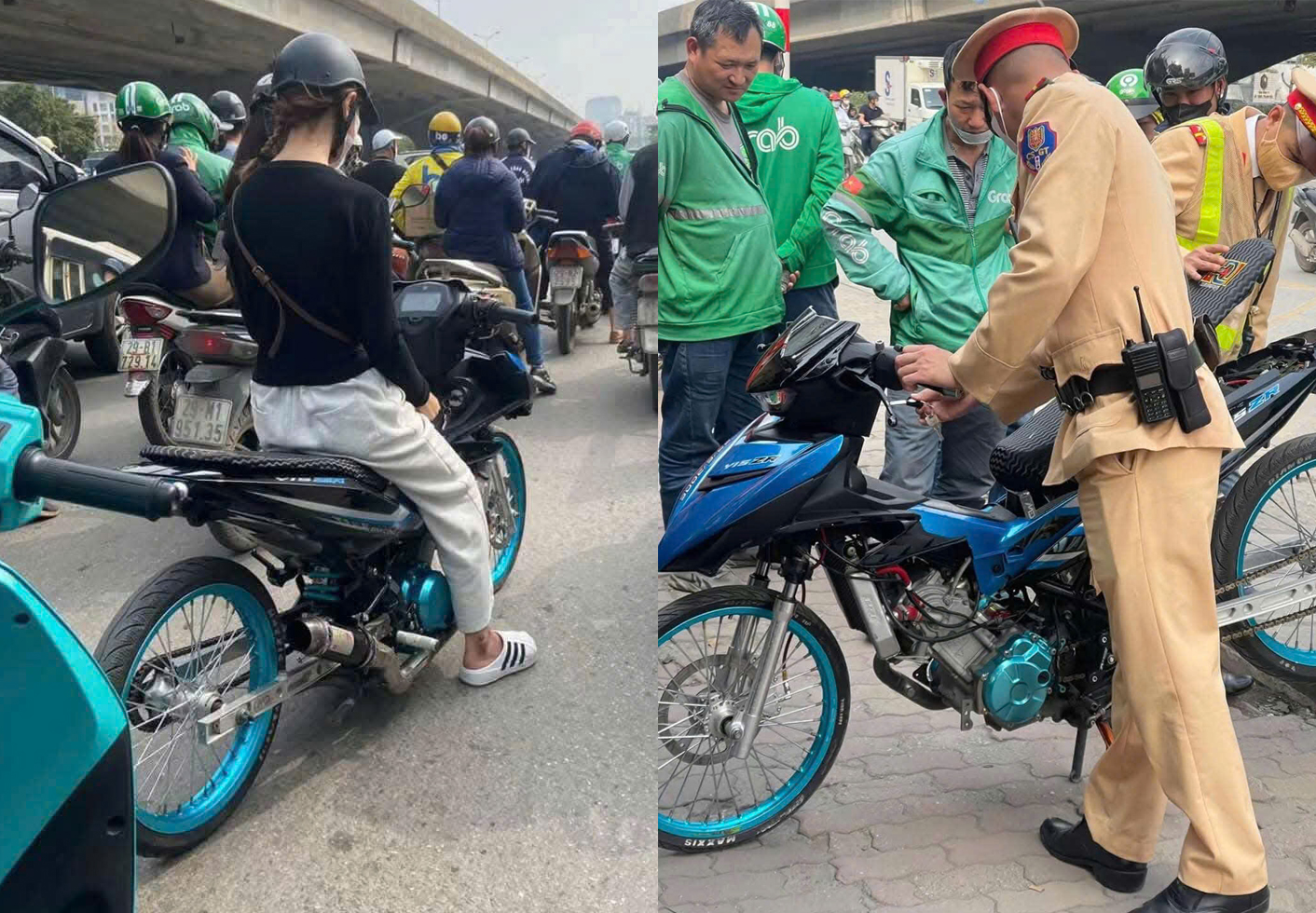 C&ocirc; g&aacute;i l&aacute;i xe m&aacute;y h&igrave;nh d&aacute;ng kỳ qu&aacute;i bị phạt 5 lỗi, CSGT truy t&igrave;m người giao xe- Ảnh 1.