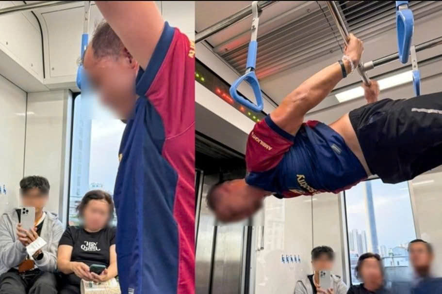 X&aacute;c minh, xử l&yacute; người đ&agrave;n &ocirc;ng đu x&agrave; tr&ecirc;n metro số 1- Ảnh 1.