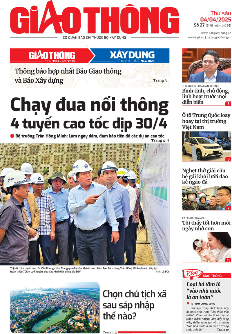 Trang nhất B&aacute;o Giao th&ocirc;ng số 27 ra ng&agrave;y 4/4/2025.