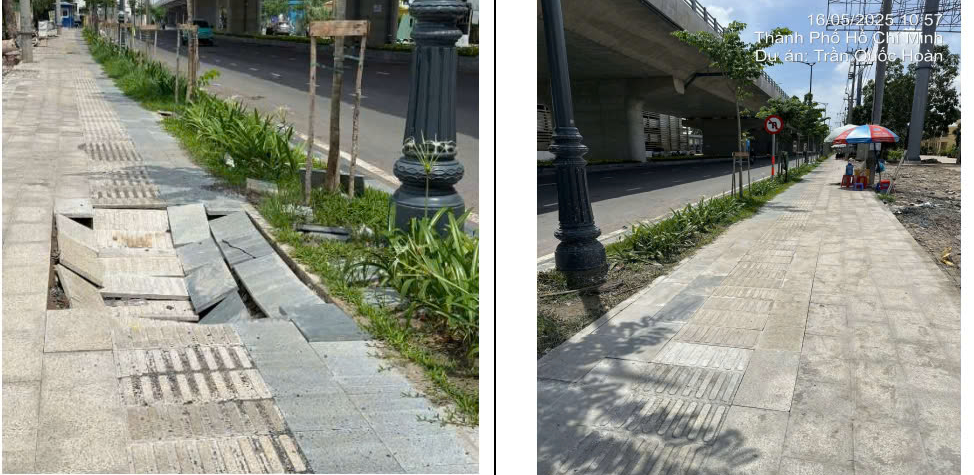 TP.HCM: Khắc phục sự cố vỉa hè đường Trần Quốc Hoàn - Cộng Hòa- Ảnh 1. TP.HCM: Khắc phục sự cố vỉa hè đường Trần Quốc Hoàn - Cộng Hòa- Ảnh 1.