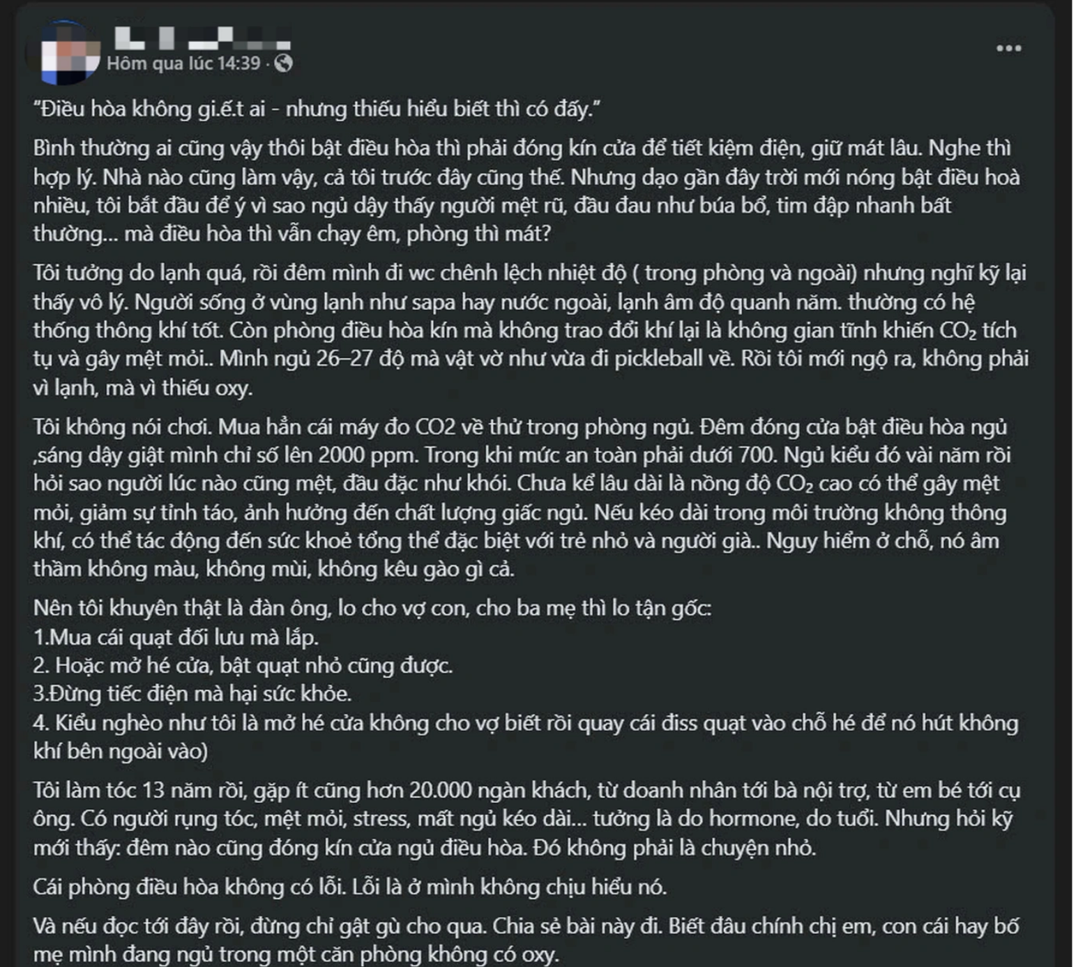 Đ&oacute;ng chặt cửa, bật điều h&ograve;a c&oacute; g&acirc;y mệt mỏi, đau đầu, rụng t&oacute;c?- Ảnh 1.