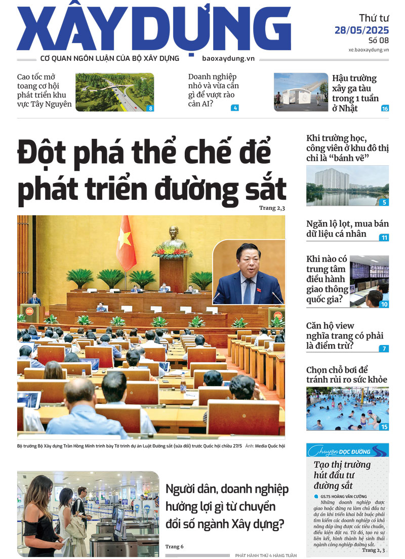 Trang nhất B&aacute;o X&acirc;y dựng số 8 ra ng&agrave;y 28/5/2025.