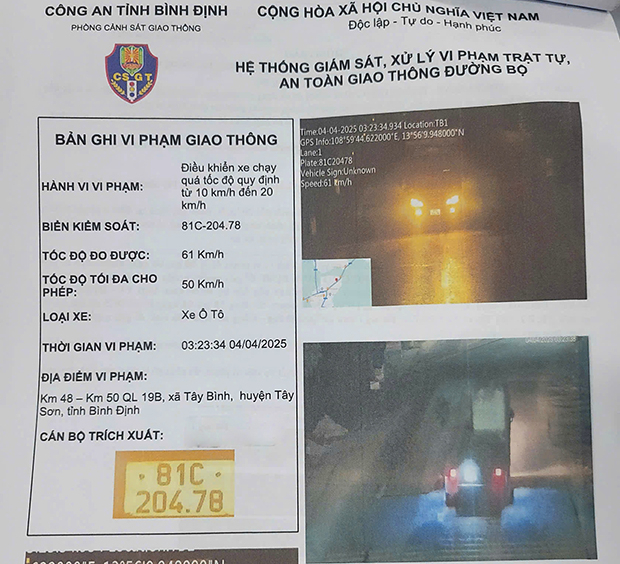 9 lần vi phạm tốc độ trong chưa đầy nửa th&aacute;ng, người đ&agrave;n &ocirc;ng bị phạt gần 37 triệu đồng- Ảnh 1.