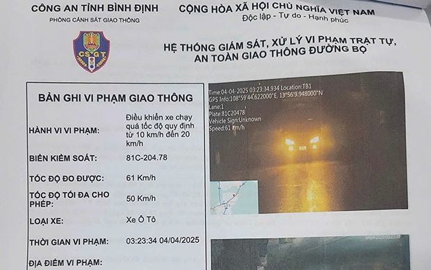 9 lần vi phạm tốc độ trong chưa đầy nửa th&aacute;ng, người đ&agrave;n &ocirc;ng bị phạt gần 37 triệu đồng