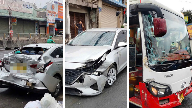 C&aacute;c phương tiện tại hiện trường vụ tai nạn - Ảnh: Phạm Hải.