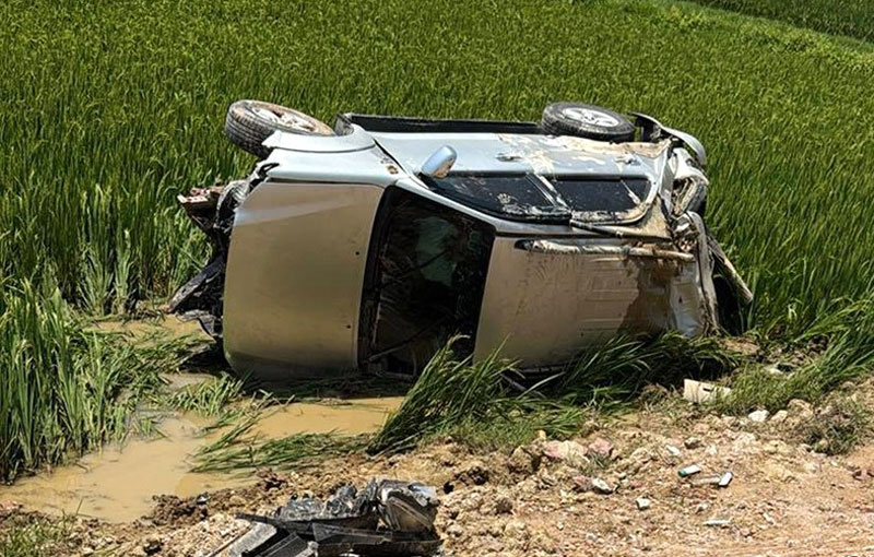 Chiếc &ocirc; t&ocirc; tại hiện trường vụ tai nạn - Ảnh: P.T.