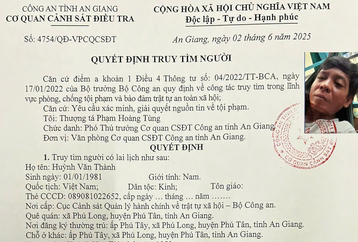 Truy tìm người chiếm đoạt hơn 1,3 tỷ đồng tiền mua lúa của nông dân ở An Giang- Ảnh 1. Truy tìm người chiếm đoạt hơn 1,3 tỷ đồng tiền mua lúa của nông dân ở An Giang- Ảnh 1.