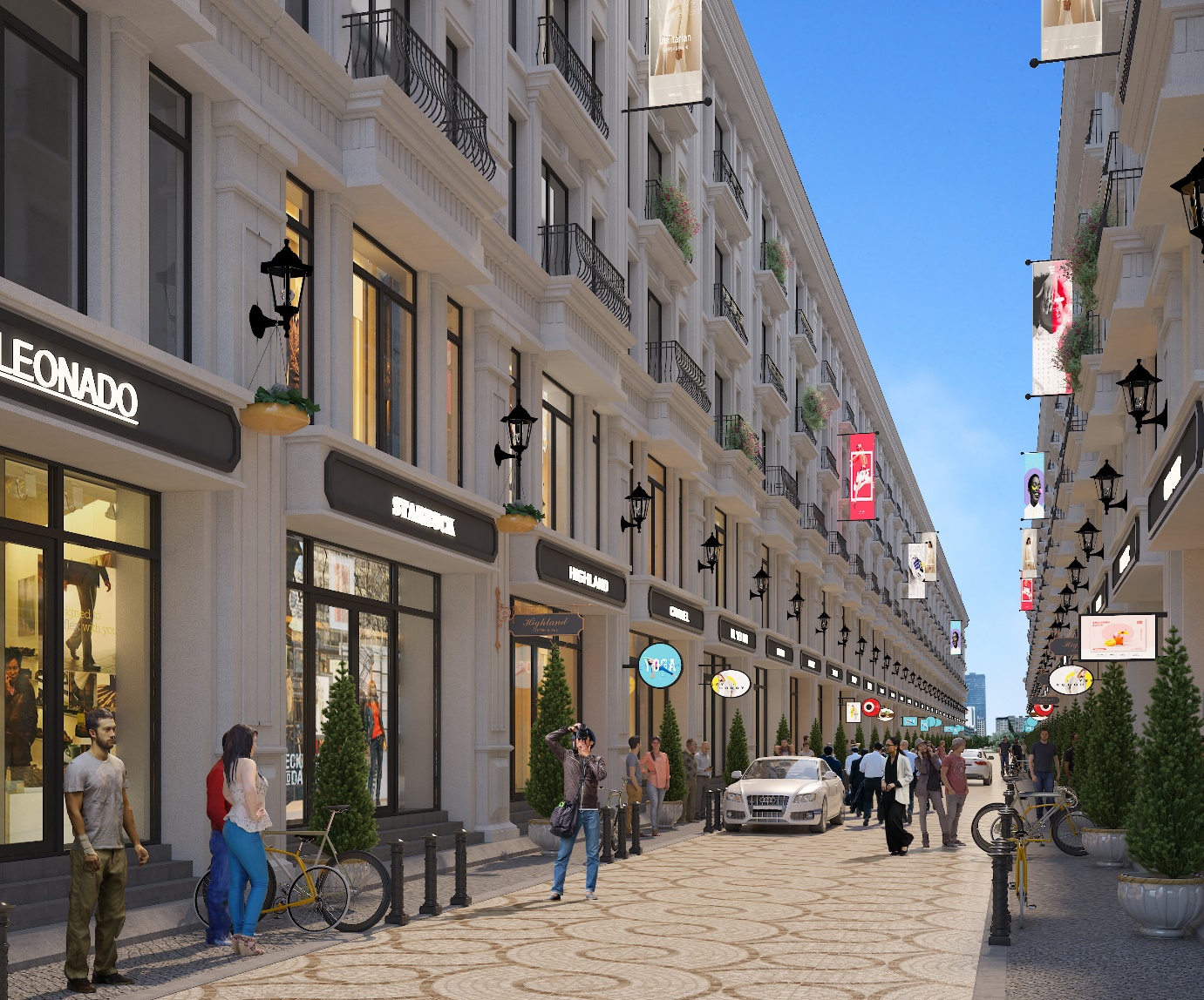 A street with many shops and people walking  AI-generated content may be incorrect.