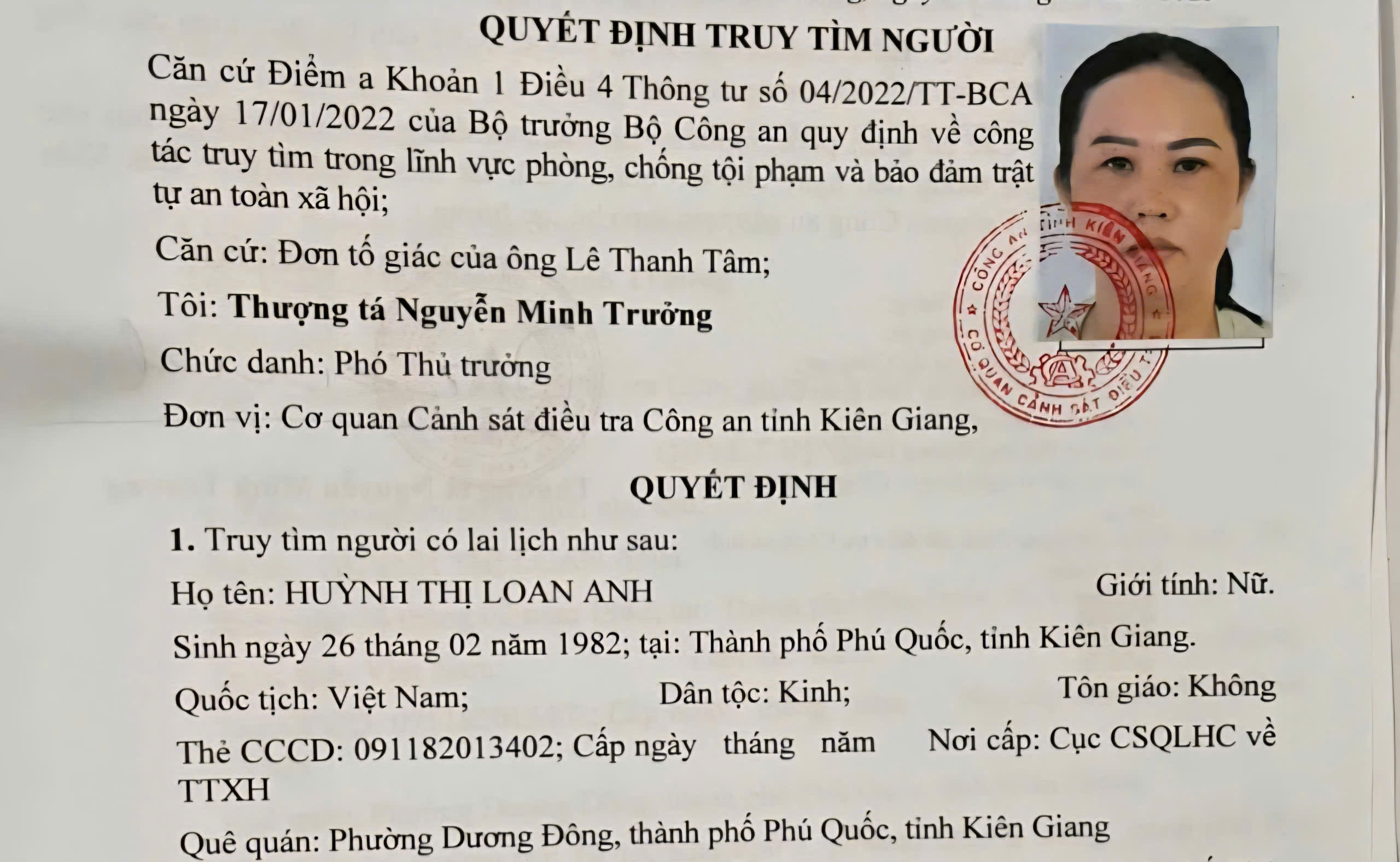 An Giang: Truy t&igrave;m người phụ nữ nhận tiền b&aacute;n đất 500 triệu đồng rồi bỏ trốn- Ảnh 1.