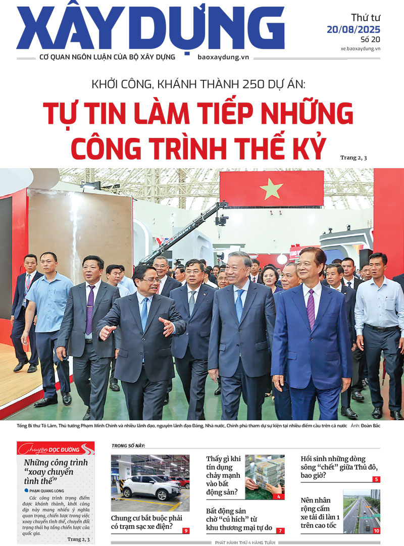 Trang nhất B&aacute;o X&acirc;y dựng số 20 ra ng&agrave;y 20/8/2025.