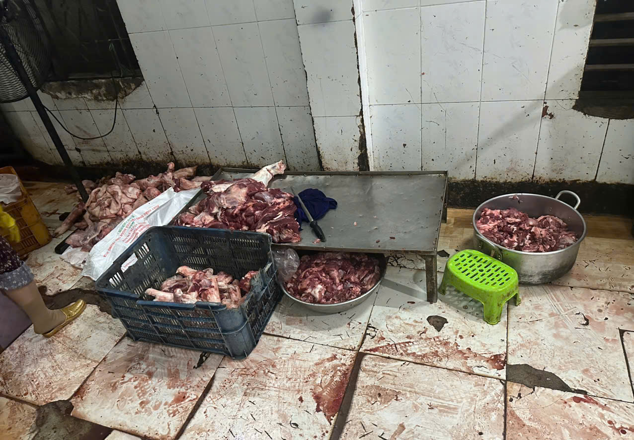 Quảng Ng&atilde;i ph&aacute;t hiện hơn 1 tấn thịt heo kh&ocirc;ng xuất xứ tại l&ograve; mổ tr&aacute;i ph&eacute;p giữa t&acirc;m dịch- Ảnh 1.