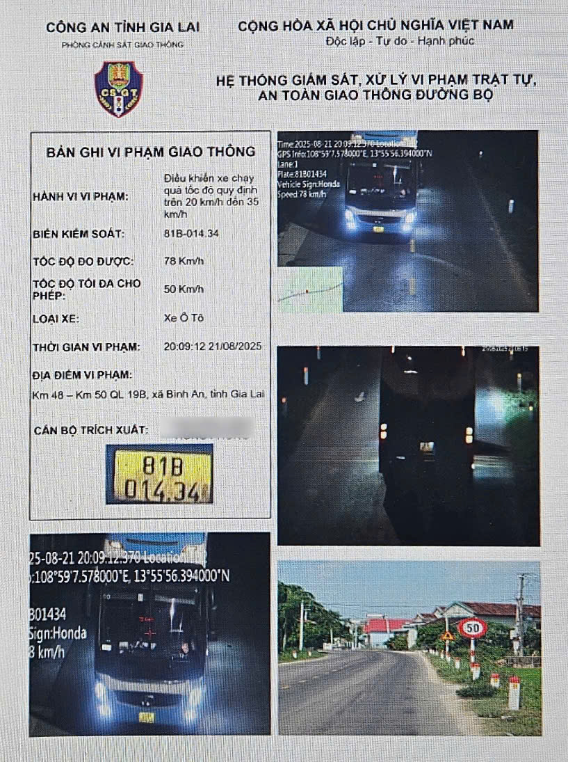 Vi phạm tốc độ 16 lần trong hai th&aacute;ng, xe kh&aacute;ch ở Gia Lai bị phạt hơn 63 triệu đồng- Ảnh 1.