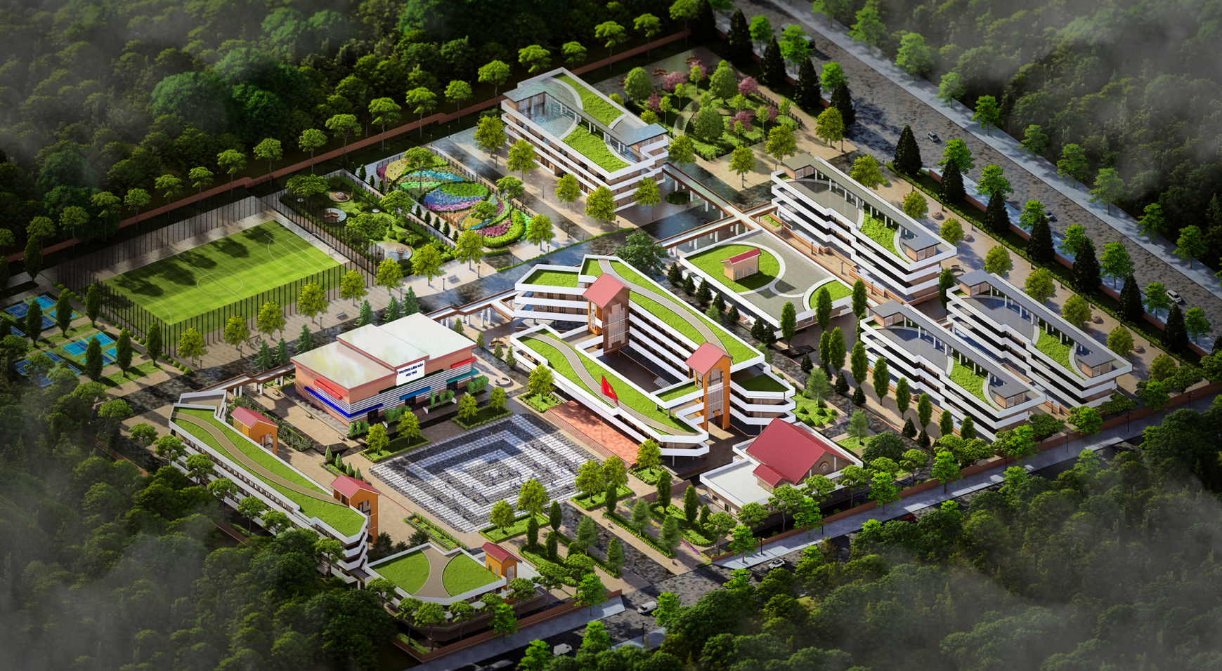 Một thiết kế mẫu Trường nội tr&uacute; li&ecirc;n cấp tại x&atilde; bi&ecirc;n giới đất liền v&ugrave;ng Bắc Trung Bộ.