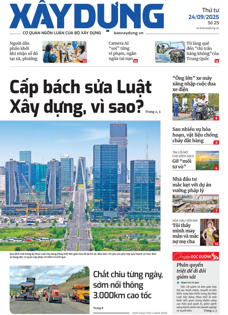 Trang nhất B&aacute;o X&acirc;y dựng số 25 ra ng&agrave;y 25/9/2025.