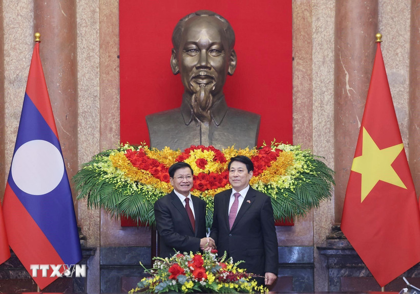 Chủ tịch nước Lương Cường hội kiến với Tổng B&iacute; thư, Chủ tịch nước L&agrave;o- Ảnh 1.