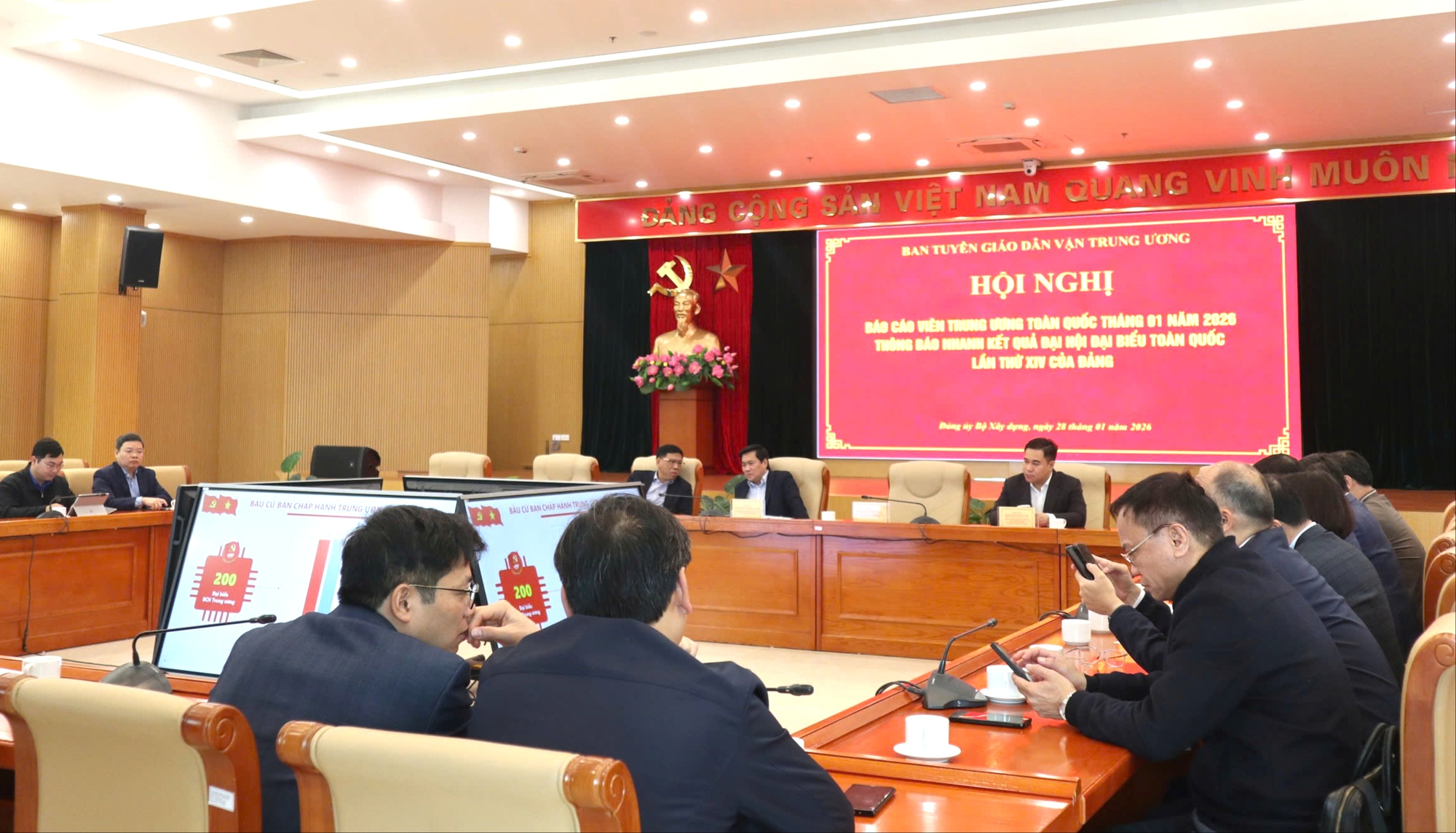 Đảng ủy Bộ X&acirc;y dựng kết nối Hội nghị B&aacute;o c&aacute;o vi&ecirc;n Trung ương to&agrave;n quốc- Ảnh 1.