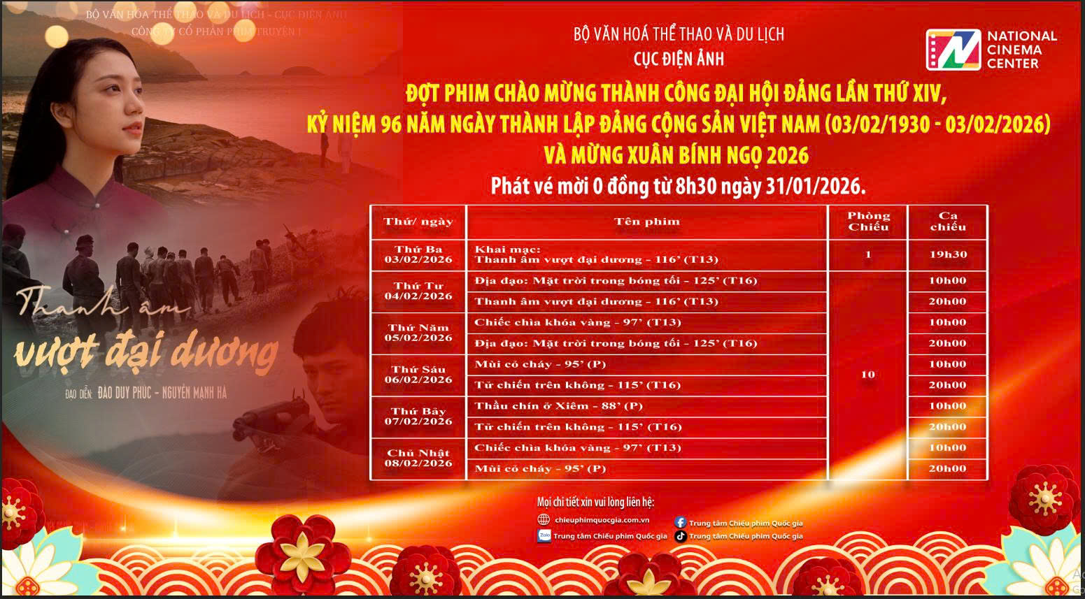 Kh&aacute;n giả nhận v&eacute; xem phim miễn ph&iacute; mừng Đảng, mừng Xu&acirc;n 2026 khi n&agrave;o, ở đ&acirc;u?- Ảnh 1.