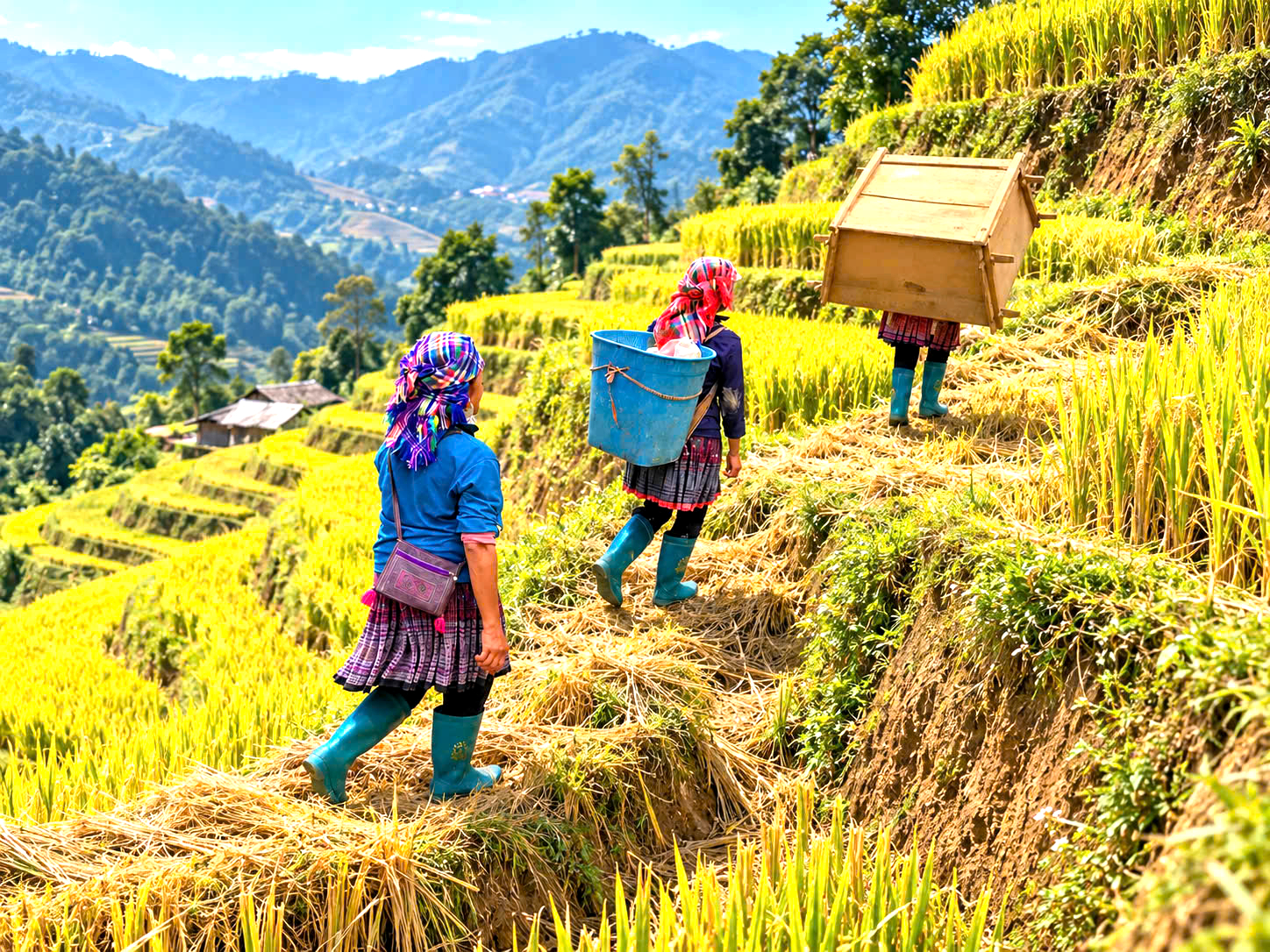 Độc đ&aacute;o cảnh đập l&uacute;a bằng Pảng Thống của người M&ocirc;ng ở M&ugrave; Cang Chải- Ảnh 4.