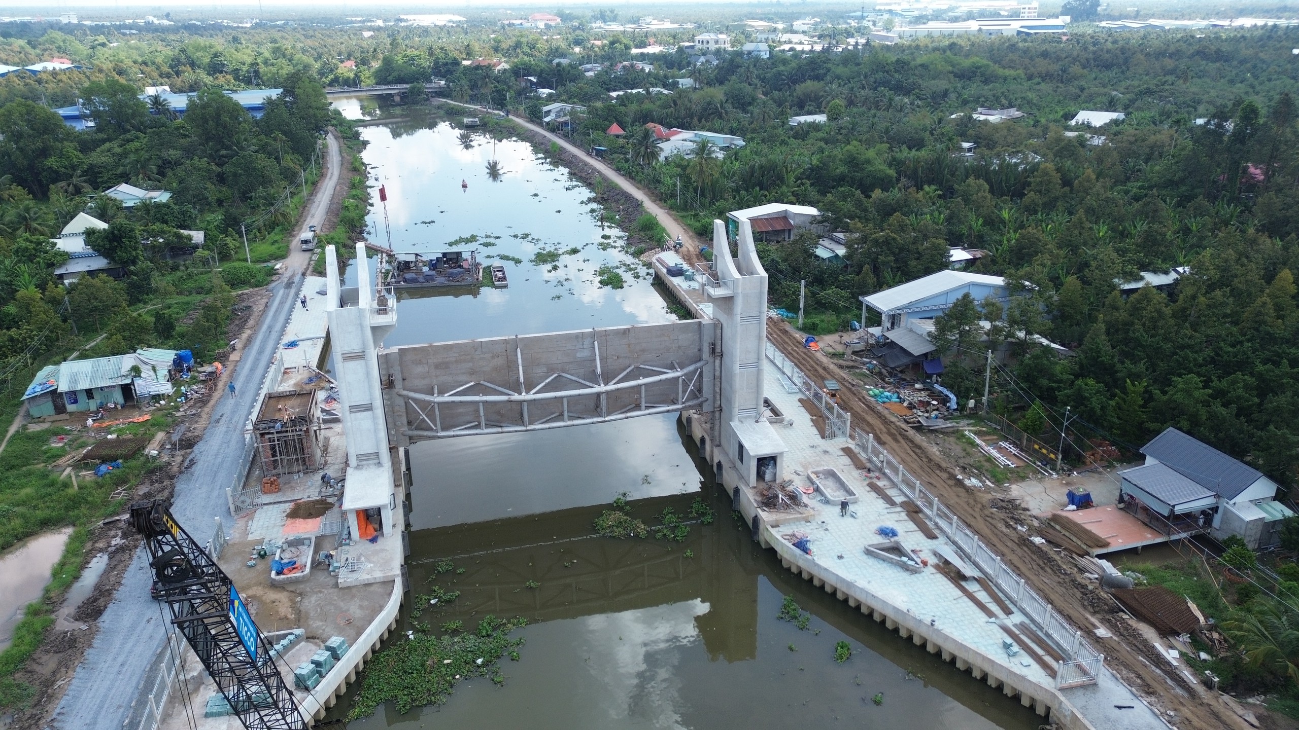 Đồng Th&aacute;p: Hai cống ngăn mặn Tr&agrave; T&acirc;n, 26/3 sắp đưa v&agrave;o vận h&agrave;nh- Ảnh 1.