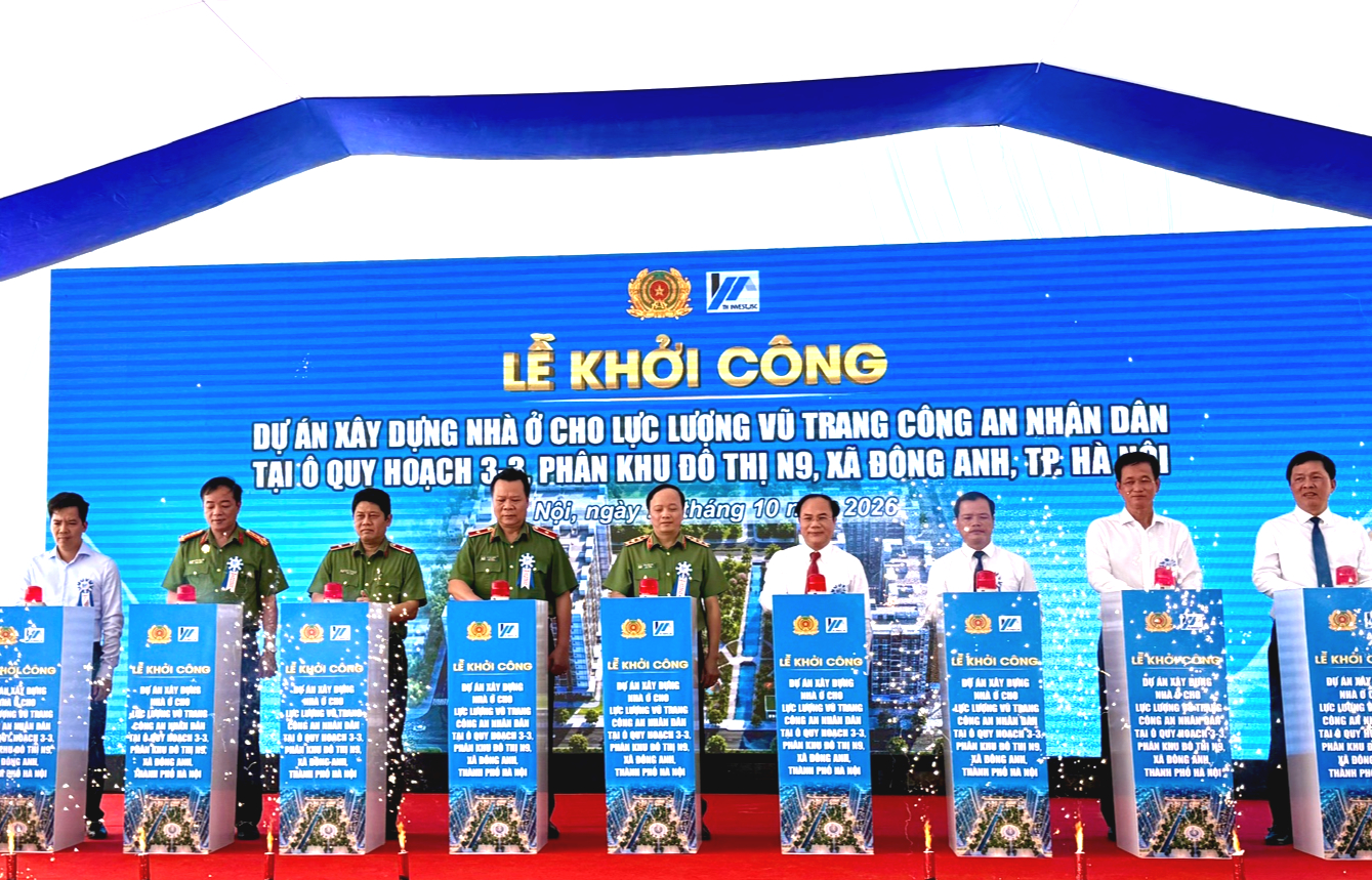 Khởi c&ocirc;ng dự &aacute;n nh&agrave; ở cho lực lượng vũ trang C&ocirc;ng an nh&acirc;n d&acirc;n tại TP H&agrave; Nội - Ảnh 1.
