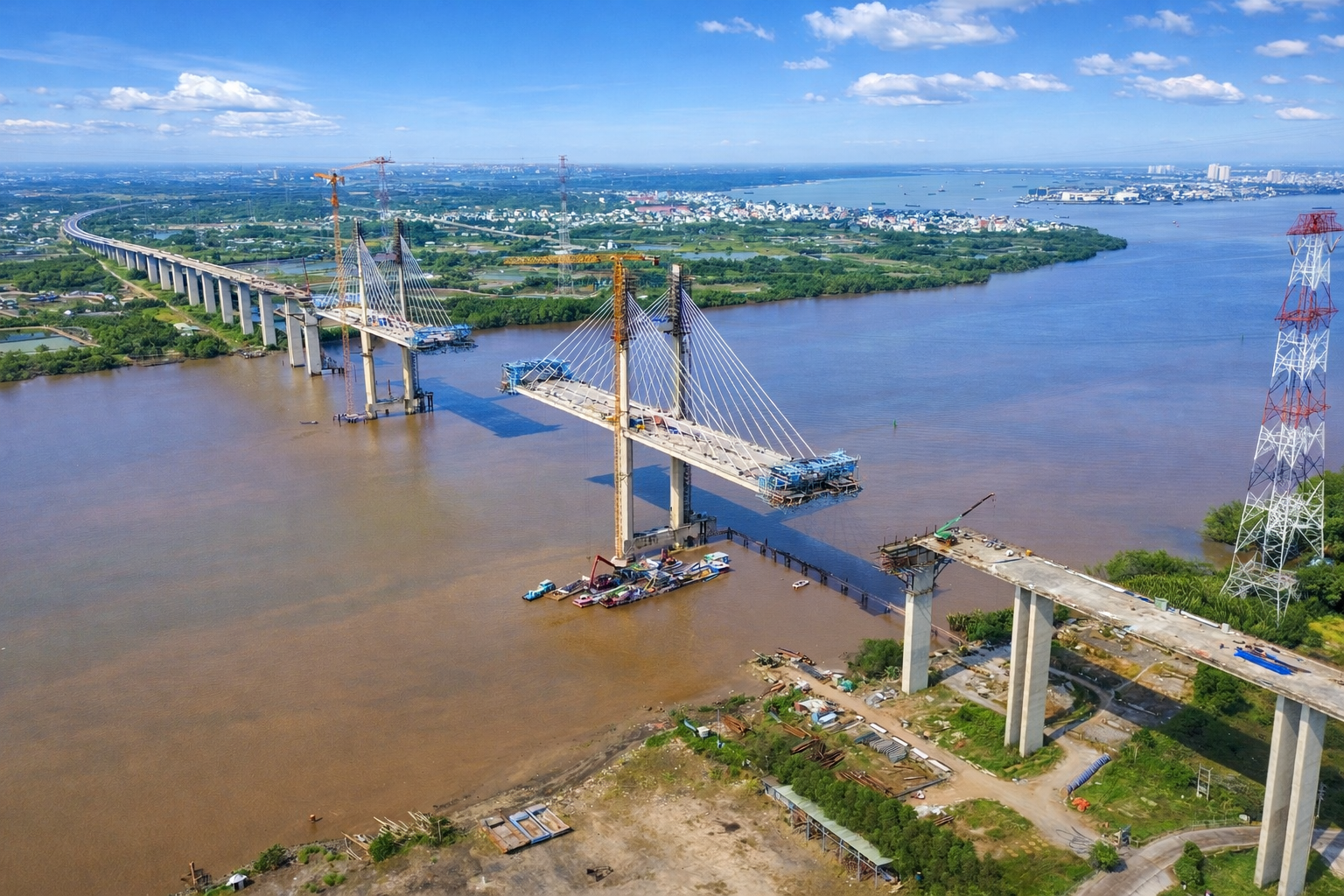 Cầu Phước Khánh tăng tốc thi công, hoàn thiện “mắt xích” cao tốc Bến Lức - Long Thành- Ảnh 1. Cầu Phước Khánh tăng tốc thi công, hoàn thiện “mắt xích” cao tốc Bến Lức - Long Thành- Ảnh 1.