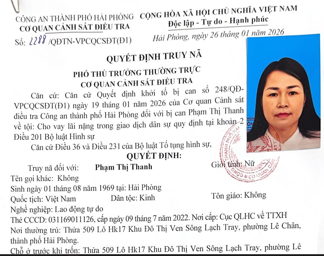 Hải Ph&ograve;ng: Truy n&atilde; "b&agrave; tr&ugrave;m" cho vay nặng l&atilde;i h&agrave;ng trăm tỷ đồng- Ảnh 1.