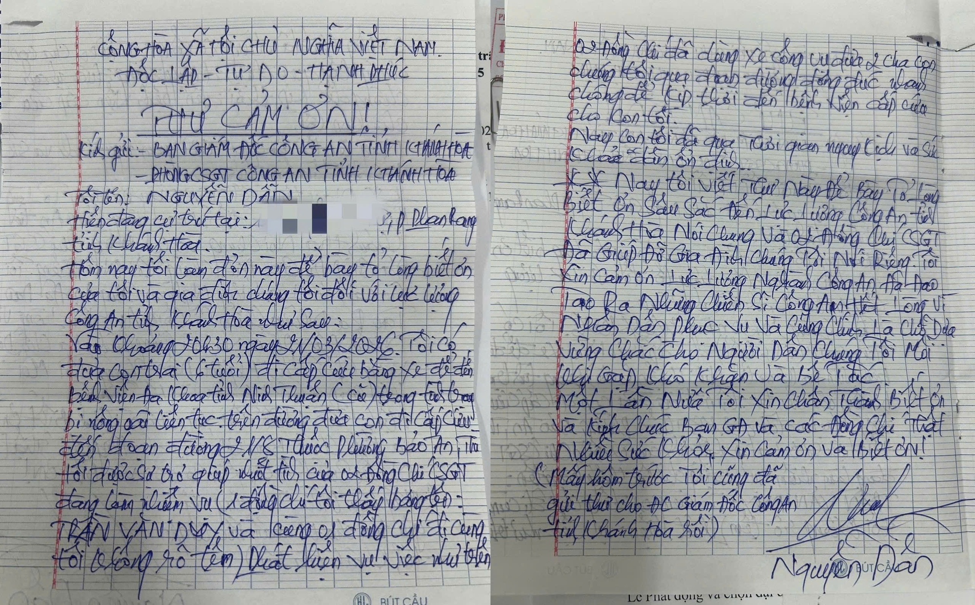 CSGT Kh&aacute;nh H&ograve;a mở đường cứu b&eacute; 6 tuổi co giật, nhận thư cảm ơn x&uacute;c động- Ảnh 1.