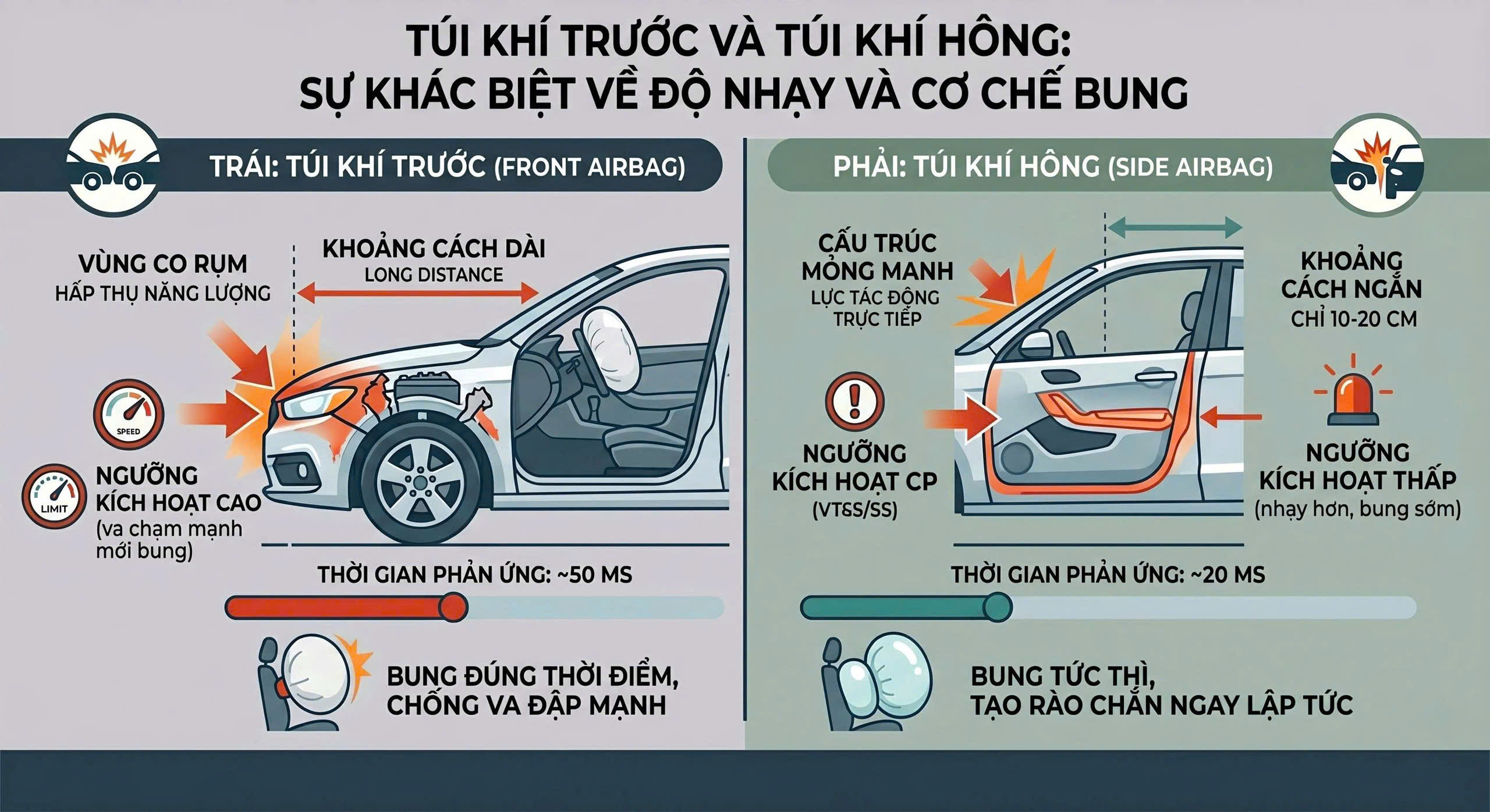 Vì sao túi khí bên hông luôn bung trước túi khí phía trước?- Ảnh 2.
