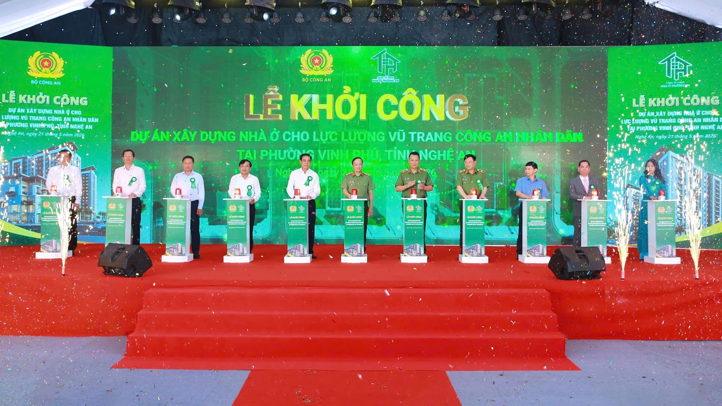 Khởi công dự án nhà ở dành cho lực lượng vũ trang Công an nhân dân tại Nghệ An- Ảnh 1. Khởi công dự án nhà ở dành cho lực lượng vũ trang Công an nhân dân tại Nghệ An- Ảnh 1.