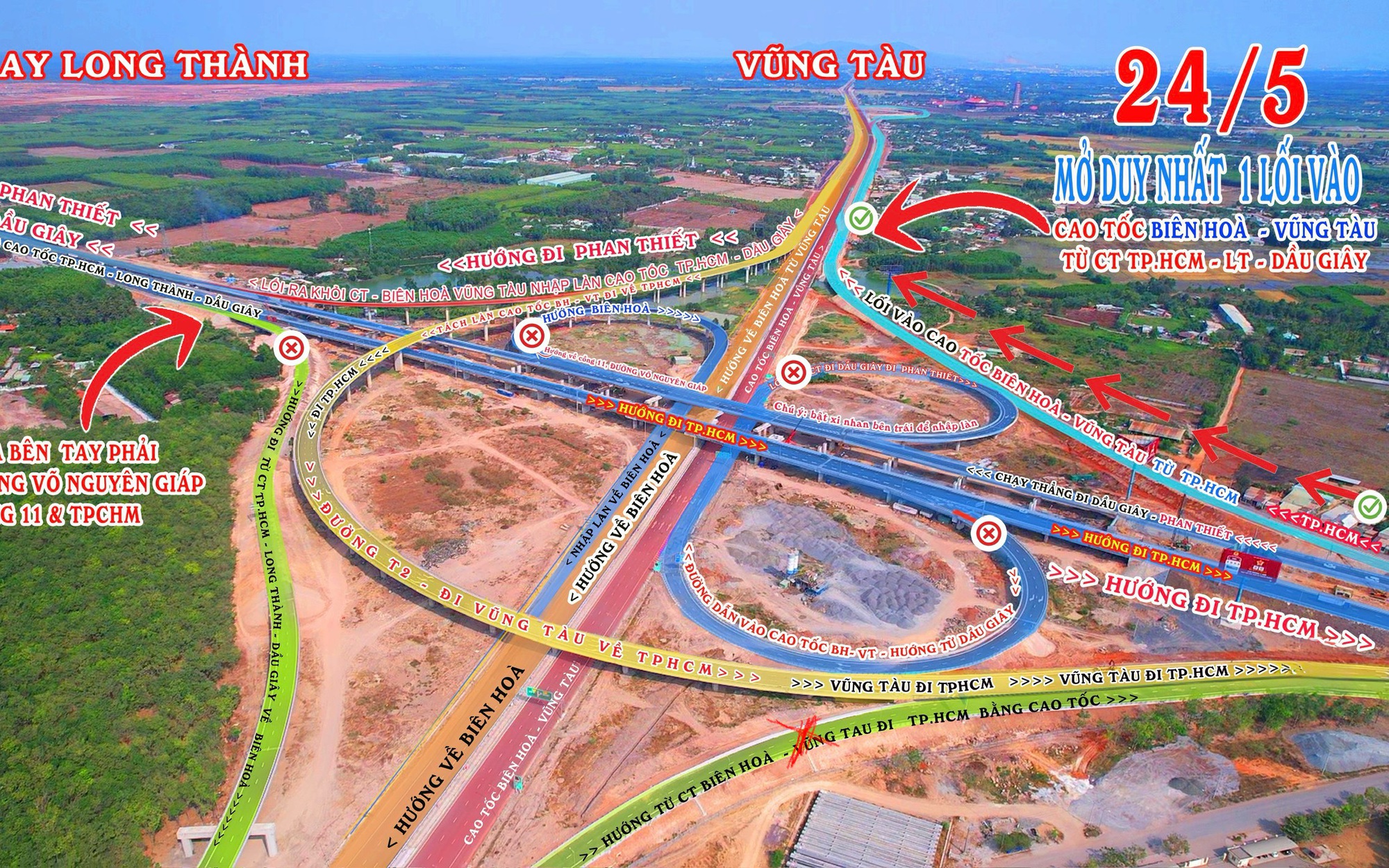 Mở nhánh nút giao Long Thành cho xe từ TP.HCM vào cao tốc Biên Hòa - Vũng Tàu- Ảnh 5. Hướng dẫn tài xế vào cao tốc Biên Hòa - Vũng Tàu từ nút giao Long Thành