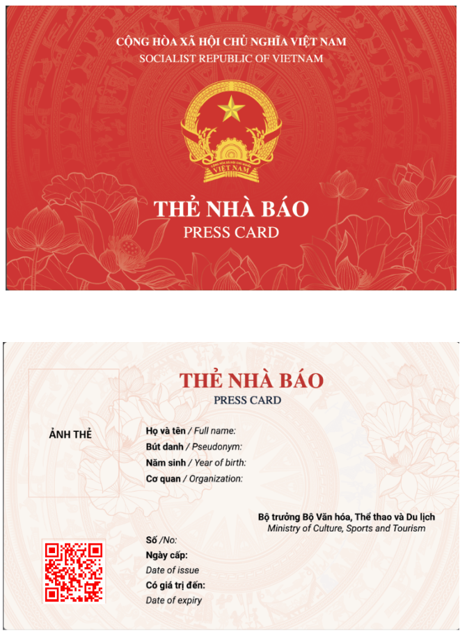 Bộ Văn h&oacute;a, Thể thao v&agrave; Du lịch ban h&agrave;nh quy định về mẫu Thẻ nh&agrave; b&aacute;o mới- Ảnh 1.