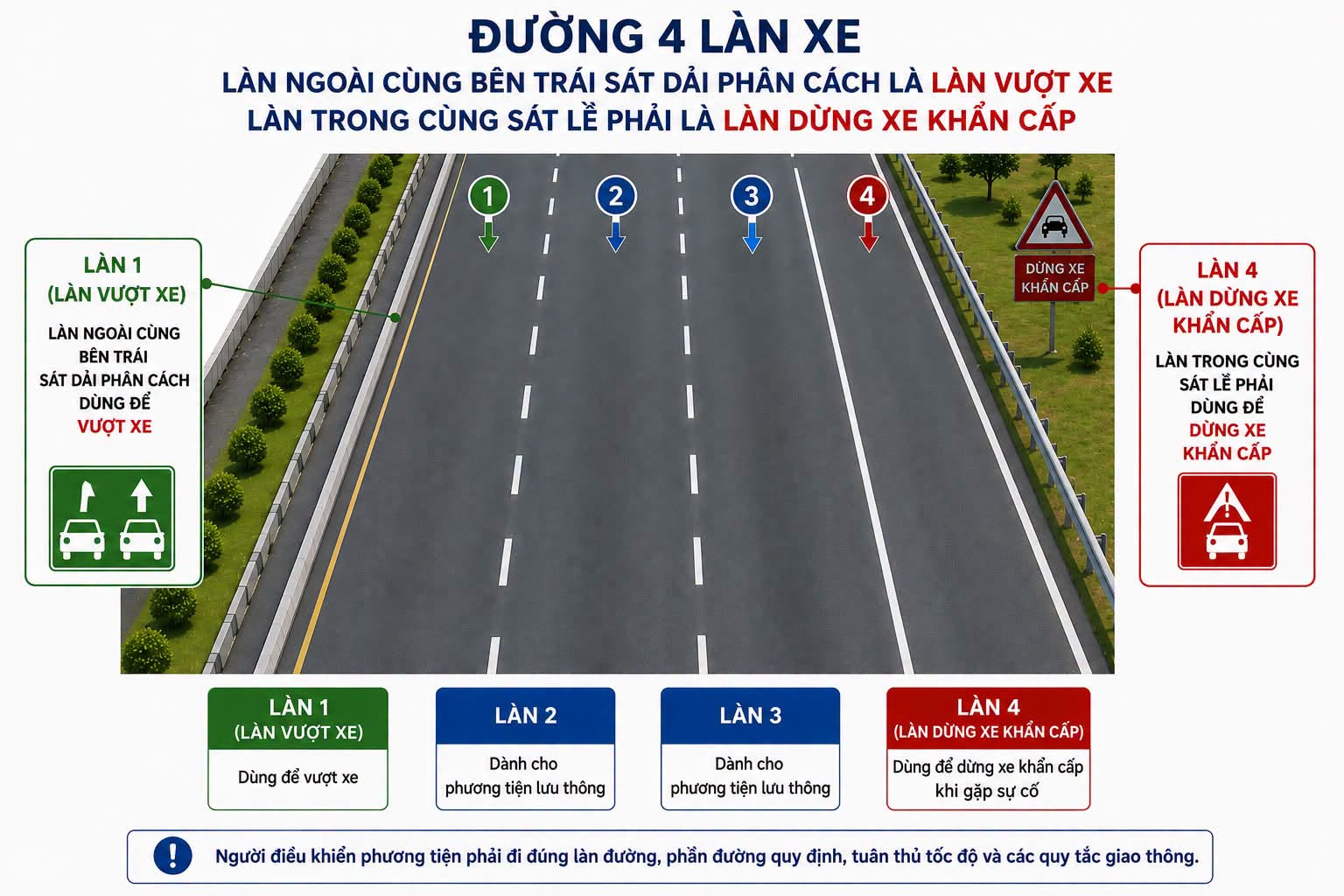 Cục CSGT v&agrave; Cục Đường bộ nghi&ecirc;n cứu bố tr&iacute; l&agrave;n vượt xe tr&ecirc;n đường cao tốc - Ảnh 1.