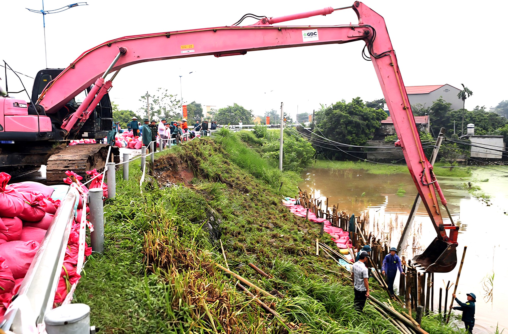 Ninh B&igrave;nh: Huy động 130 người v&agrave; m&aacute;y x&uacute;c c&ugrave;ng 5.000 bao tải c&aacute;t v&aacute; đ&ecirc; tả s&ocirc;ng Đ&aacute;y- Ảnh 1.