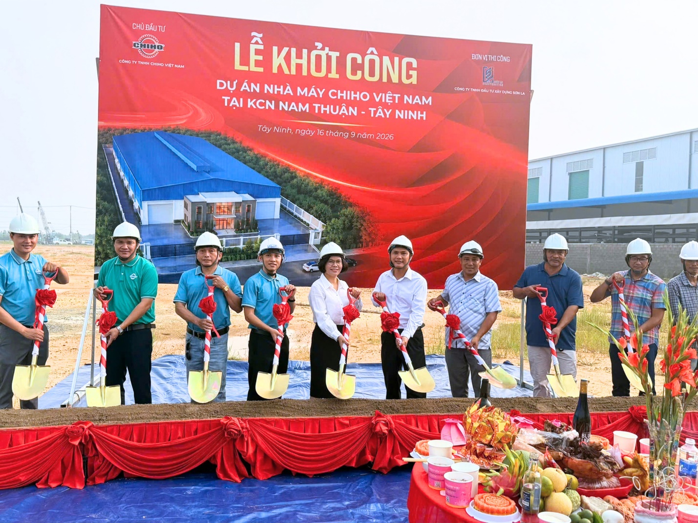 Cơ kh&iacute; Ch&iacute; Hướng khởi c&ocirc;ng nh&agrave; m&aacute;y CHIHO Việt Nam 4.000m2 tại T&acirc;y Ninh - Ảnh 1.