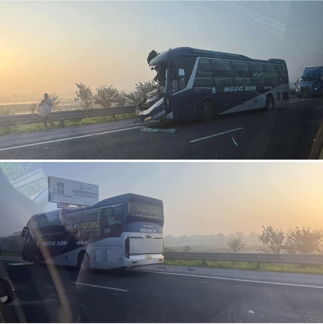 Xe kh&aacute;ch va chạm &ocirc; t&ocirc; đầu k&eacute;o tr&ecirc;n cao tốc Ph&aacute;p V&acirc;n - Cầu Giẽ, một người tử vong- Ảnh 1.