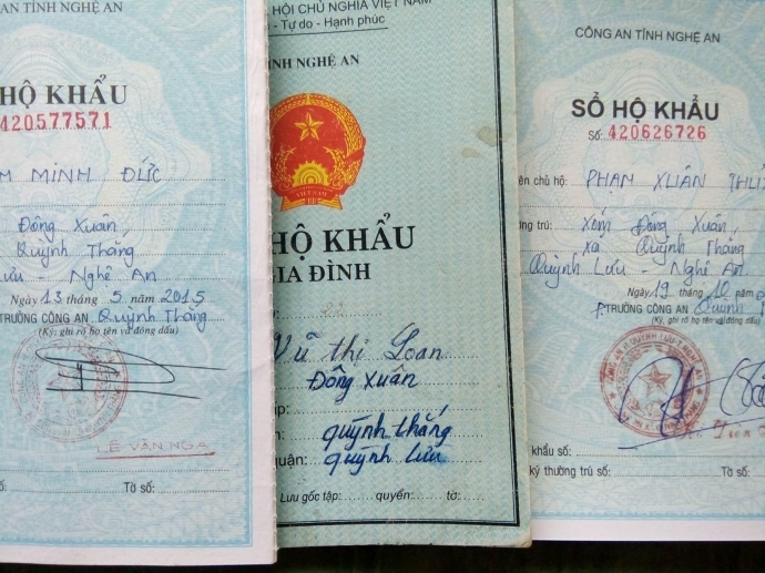 Hộ khẩu của người dân xóm Đông Xuân thuộc xã Quỳnh