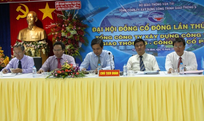 Ban l&atilde;nh đạo Cienco 6 trong Đại hội Đồng cổ đ&ocirc;ng l