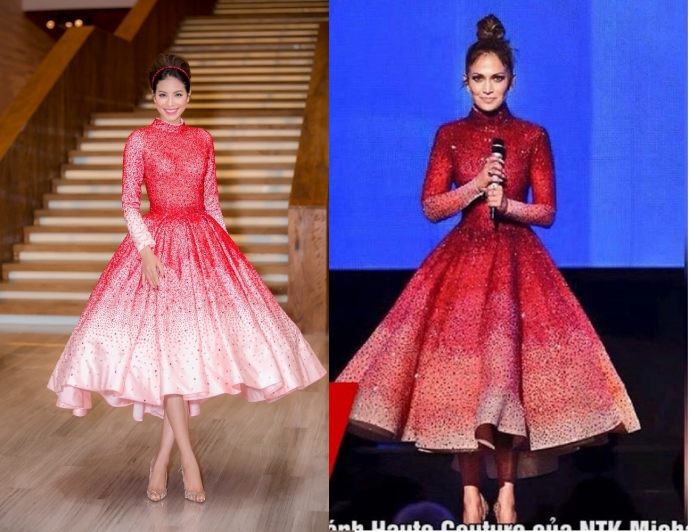 Phạm Hương v&agrave; chiếc v&aacute;y bị tố đồ nh&aacute;i