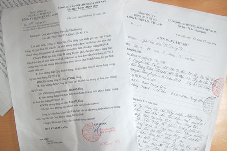 Công văn “xin lỗi” khách hàng và biên bản “chốt” lại số điện