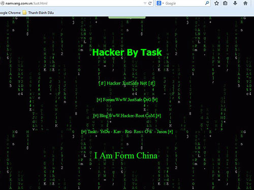 Một số trang mạng Việt Nam bị hacker Trung Quốc tấn c&ocirc;ng v&agrave; để lại lời nhắn