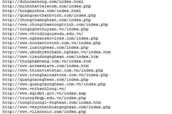 Một số địa chỉ web Việt Nam bị hacker tấn c&ocirc;ng. (Nguồn: chụp từ securitydaily.net)