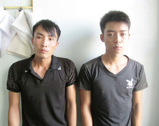 Hai đối tượng Lương v&agrave; Đức tại cơ quan điều tra