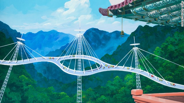 Một c&acirc;y cầu d&agrave;nh cho kh&aacute;ch du lịch bắc qua n&uacute;i Myohang
