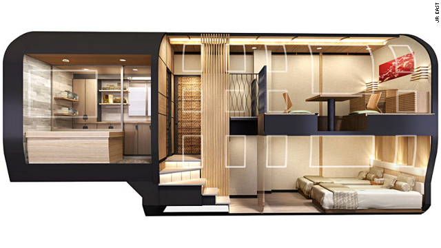 Nh&agrave; thiết kế Okuyama cho biết, &ocirc;ng muốn h&agrave;nh kh&aacute;ch tận hưởng sự thay đổi của kh&ocirc;ng gian v&agrave; thời gian khi đi tr&ecirc;n đo&agrave;n t&agrave;u n&agrave;y. Những đường cong duy&ecirc;n d&aacute;ng tr&ecirc;n thiết kế th&acirc;n t&agrave;u được lấy cảm hứng từ c&acirc;y cối. C&aacute;c ph&ograve;ng h&agrave;nh kh&aacute;ch đều c&oacute; nh&agrave; tắm ri&ecirc;ng.