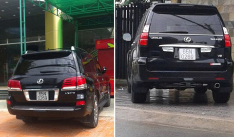 Hai chiếc xe Lexus c&ugrave;ng mang một biển số 65N 0269