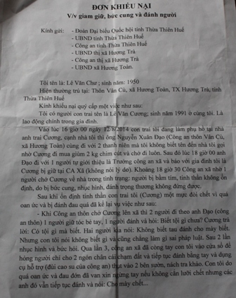 Đơn khiếu nại của ông Lê Văn Chư