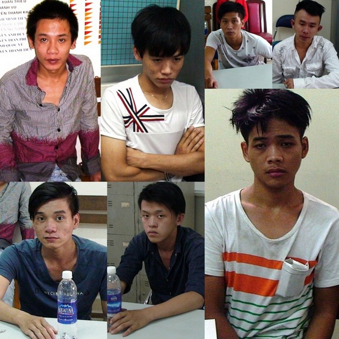 Các tên cướp bị công an bắt giữ.