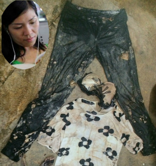 Hai b&ecirc;n ống quần của nạn nh&acirc;n c&oacute; d&iacute;nh một loại h&oacute;a chất lạ